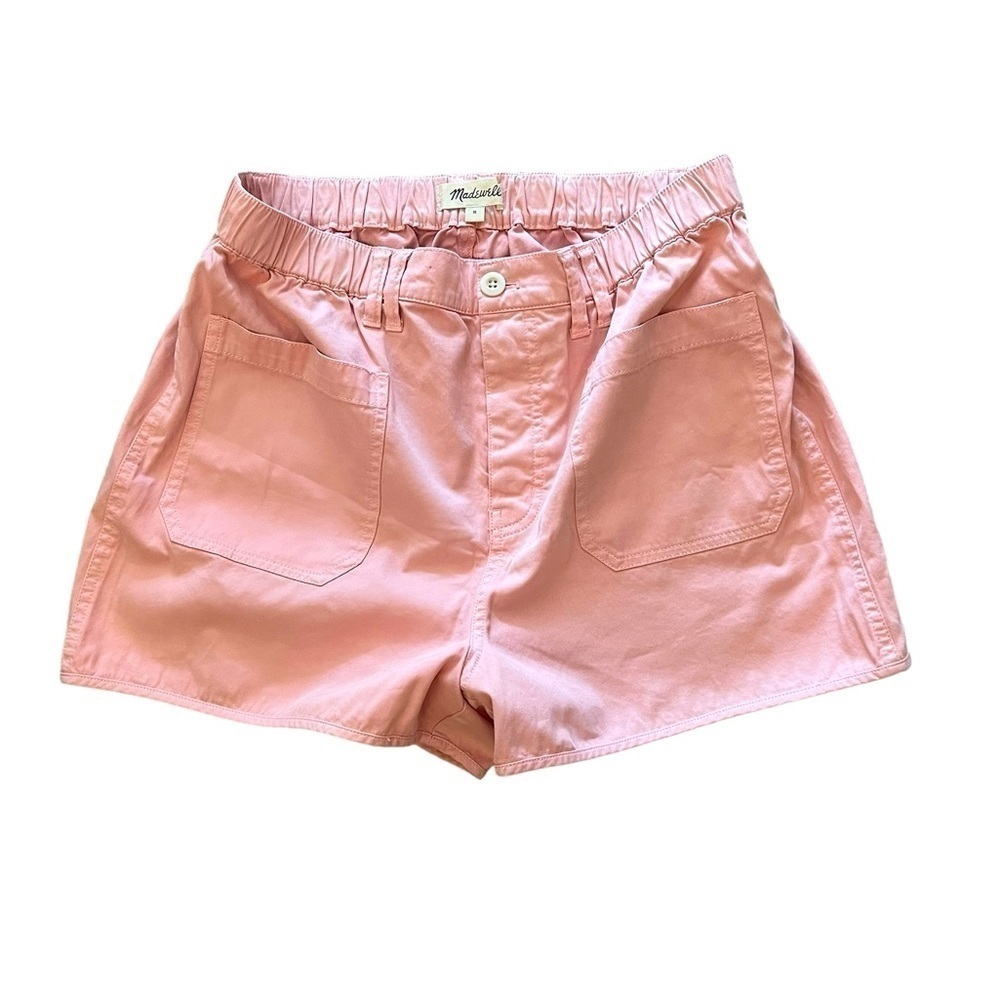 NWT Madewell Pink Elastic & Button Fly High Rise 4-Pocket 3” Shorts NA162 - Picture 2 of 6